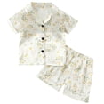 thumbnail image 1 of Odeerbi 1-8 Años Niñas Pijama de Verano de Satén Con Solapa de Muesca Camisas de Manga Corta Pantalones Conjunto de Pijama de Dos Piezas, 1 of 9