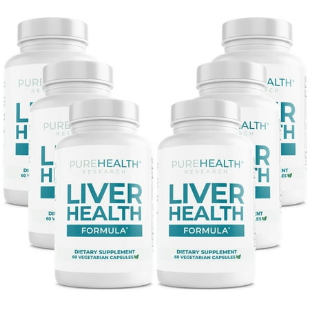Liver Health Formula, Liver Cleanse with Milk Thistle, Curcumin & Dandelion for Liver Detox by PureHealth Research x6