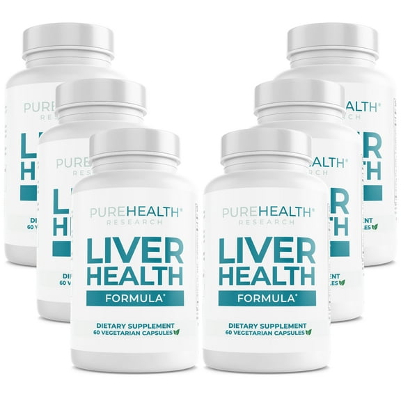 Liver Health Formula, Liver Cleanse with Milk Thistle, Curcumin & Dandelion for Liver Detox by PureHealth Research x6