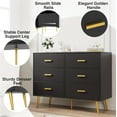 thumbnail image 5 of Twister.CK 6 Drawer Dresser, Modern Wooden Double Dresser with Gold Handles and Storage Space, Chest of Drawers for Bedroom, Hallway, Living Room, Entryway, Black, 5 of 9