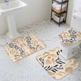 thumbnail image 3 of Abstract Color Block Bathroom Rugs Set Black Yellow Ocean Coral Non Slip Absorbent Soft Bath Mats 3 Piece Set with Bathroom Rug, U-Shaped Floor Mat, Toilet Seat Cover Large Size, 3 of 9