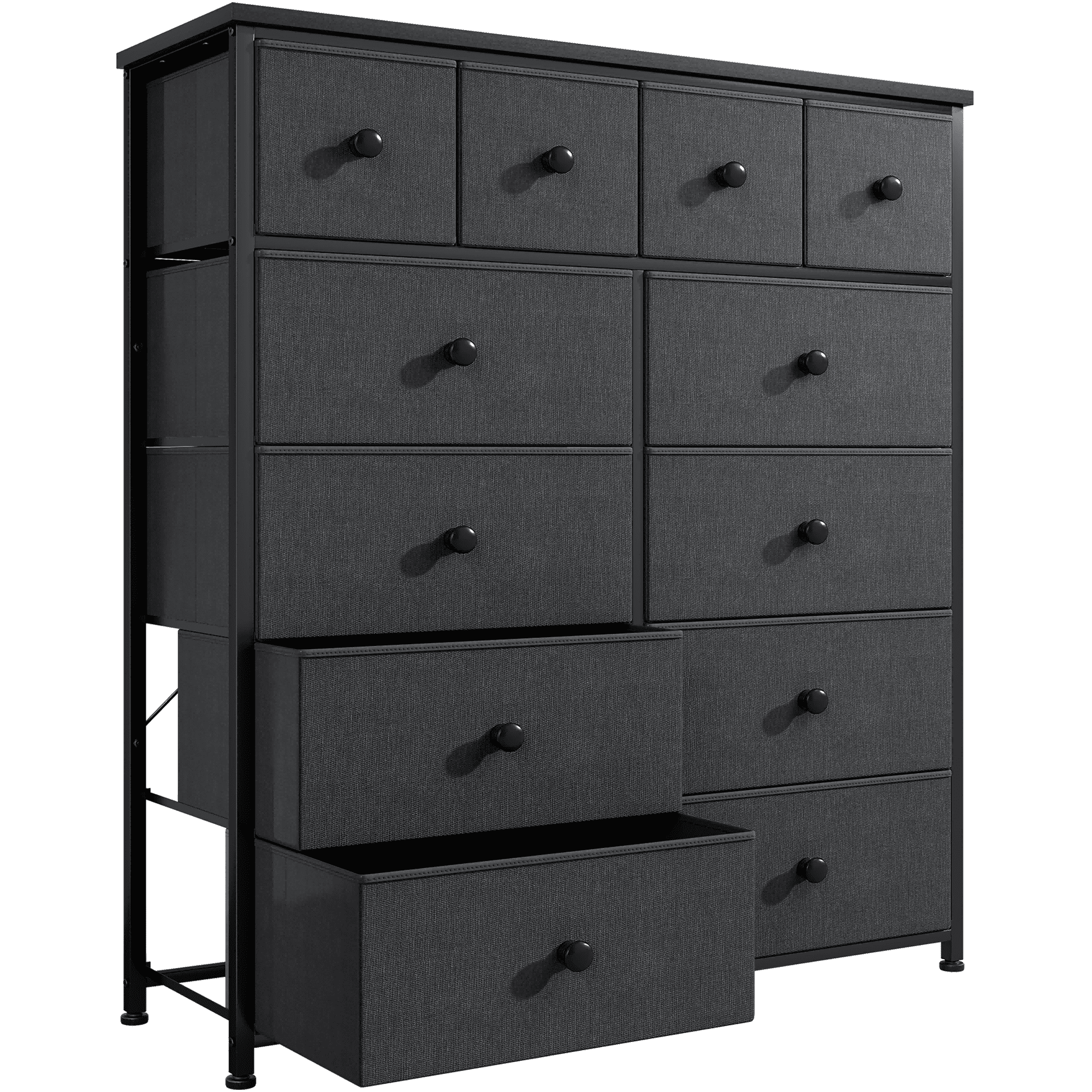 Romorgniz Tall Dresser for Bedroom with 12 Drawers Dresser for Closet Fabric Dressers and Chests of Drawers, Sturdy Metal Frame, Wood Top, Dark Gray