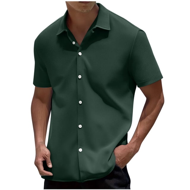 Dagugfen Dress Shirts for Men Button down Loose Business Casual Formal Short Sleeve Shirts Solid Color