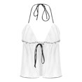 thumbnail image 6 of Ovbmpzd Women's Tank Tops Babydoll Tie Front Halter Spaghetti Straps White Camisole Summer Sleeveless Spring Shirt Going Out Tops for Women S, 6 of 6