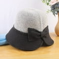 thumbnail image 6 of CoCopeaunts Women Bucket Hat Elegant Bow Decorated Wool Tweed Two-Colors Splicing Fisherman Hat Autumn Winter Warm Hundred Take, 6 of 8