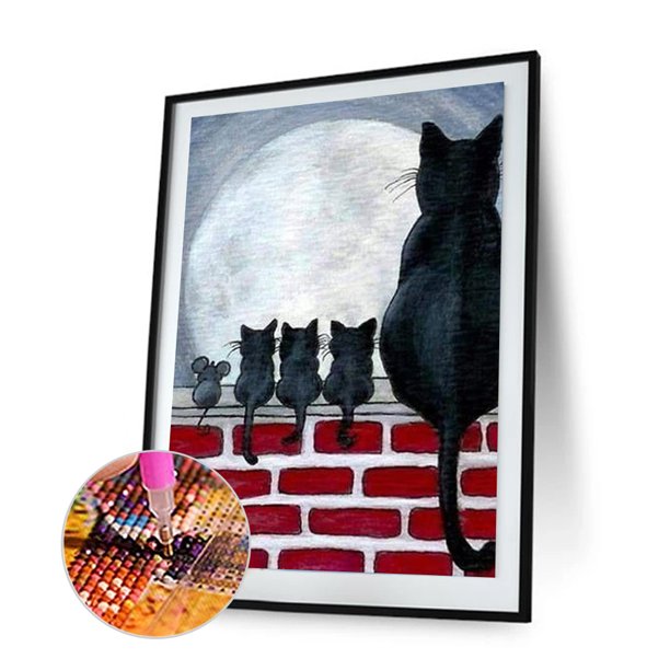 Cuadros Decorativos 5D bricolaje taladro redondo completo diamante pintura gato resina rhinestone DQrwqpou Nuevos Originales