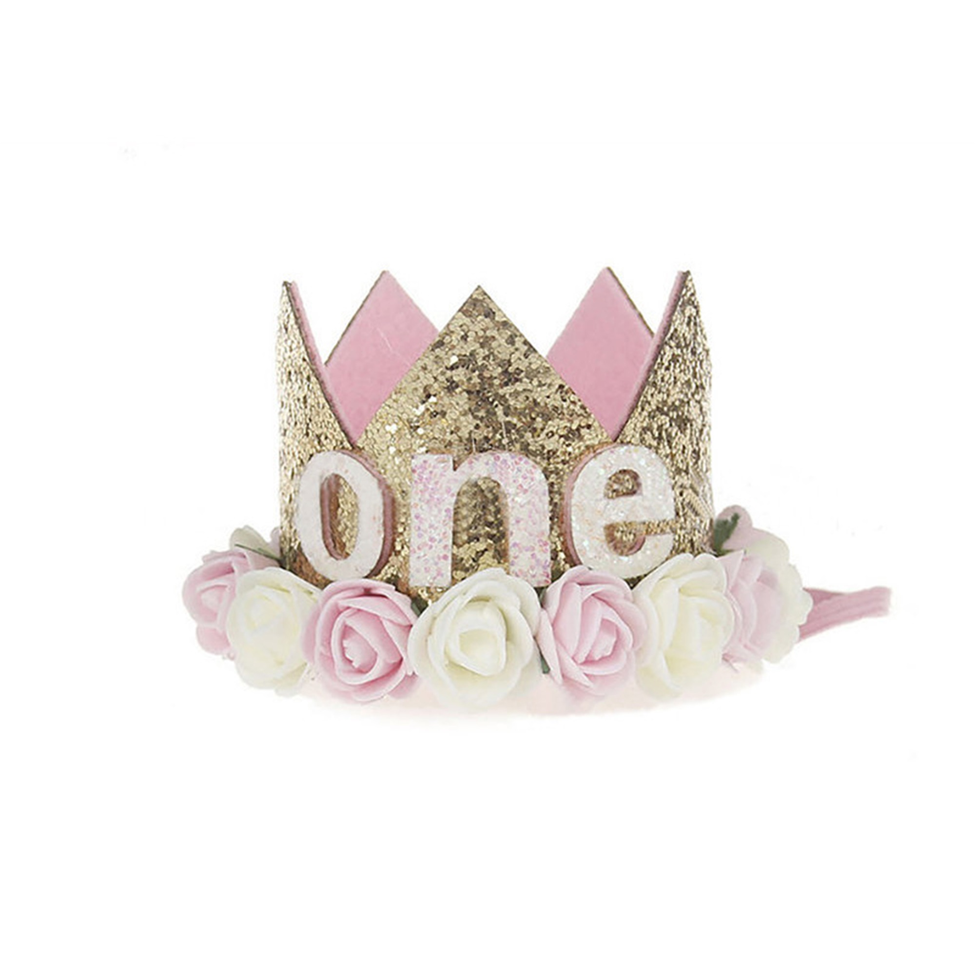 Baby Girl Birthday Princess Crown Toddler Infant Rose Flower Decoration