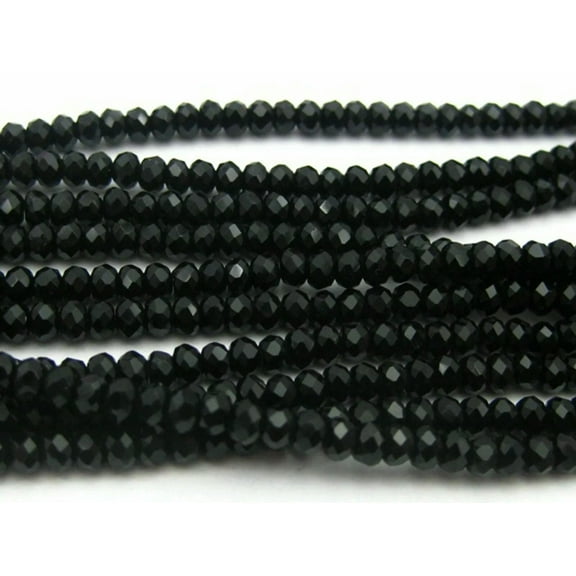 U8MO 150 Pcs Black 2X3mm Faceted Rondelle Bead Crystal Glass Beads Jewelry Making