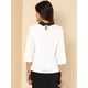 thumbnail image 5 of Allegra K Blusa con cuello en contraste de mangas 3/4 para mujer Blanco S, 5 of 6
