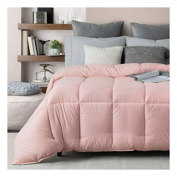 Edredón Individual Acolchado Reversible Esquimal Relleno Down, Compatible Con Funda Duvet Rosa