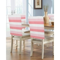 nqOlkjepod Pink White Striped Chair Covers Set of 8, Decorative Chair Back Cover, Farmhouse Stripes Dining Room Chair Slipcovers Removable Chair Protectors Covers for Party Banquet