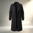thumbnail image 2 of Mrmaere Men Lapel Trench Coat Double Breasted Belted Long Sleeve Outerwear For Business Daily Black S, 2 of 9