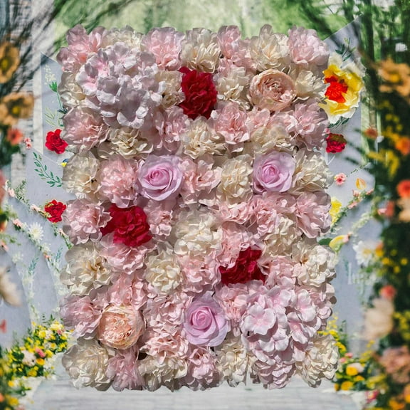 Miumaeov 20 Pack Artificial Flower Wall Panel Set 24 x 16 in Artificial Silk Rose Flower Panels Wall Background Decor Flower Wall Mat for Home Party Wedding Photography Backdrop