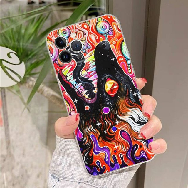 Funda de teléfono de arte psicodélico colorido para iPhone 8, 7, 6, 6S Plus, X, SE, 2020, XR, XS, 14, 11, 12, 13, Mini Pro Max