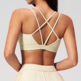 thumbnail image 5 of Racerback Athletic Sports Bra High Support Stretch Fit Top Gym Running Training Sports Bra Square Neck Bralette Supportive Unlined No Underwire Wireless Padded Yoga Workout Bra Tops Light Yellow Xl, 5 of 9