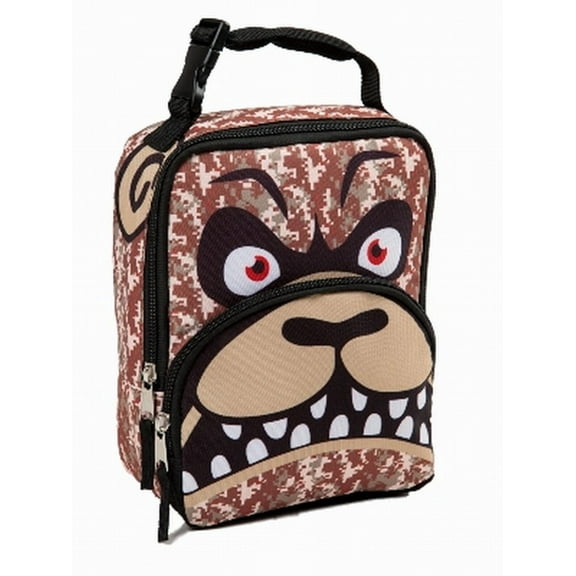 Mad Labs Brown Camo Angry Puppy Dog Soft Lunch Box Insulated Lunch Bag Lunchbox