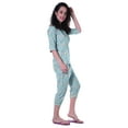 thumbnail image 3 of Moomaya Printed Cotton 3/4 Sleeve Shirt With Capri 2 Piece Nightwear Set Sleepwear For Womens, 3 of 7