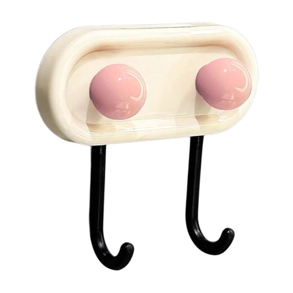 Oioii Strong Self-Adhesive Dual-Head Clothes Hook, Punch-Free High Load-Bearing Wall Hanger for Bathroom, Kitchen and Door, Sturdy Organizer for Towels and Clothing,Pink
