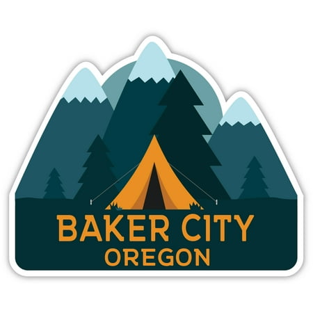 

Baker City Oregon Souvenir 4-Inch Fridge Magnet Camping Tent Design