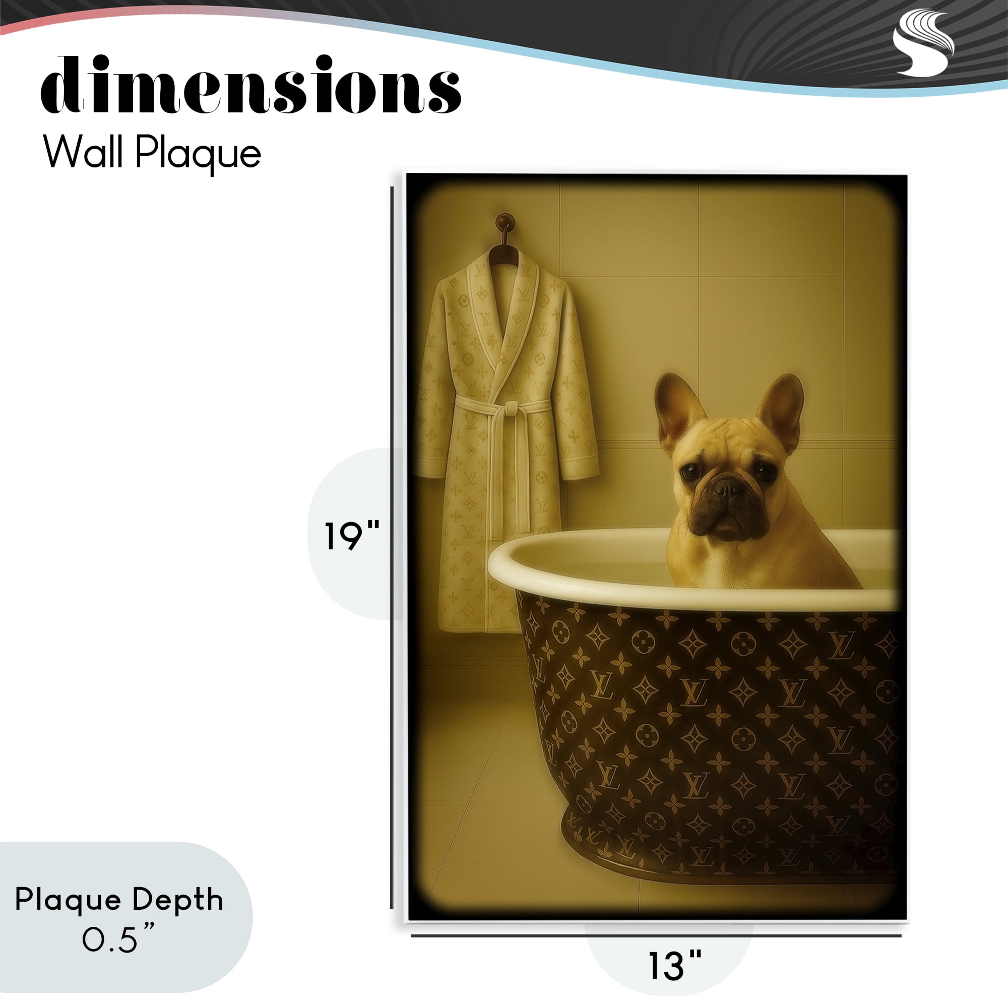 Stupell Industries Couture French Bulldog in Luxury Tub Wall Plaque Art, design by Grotto Studios