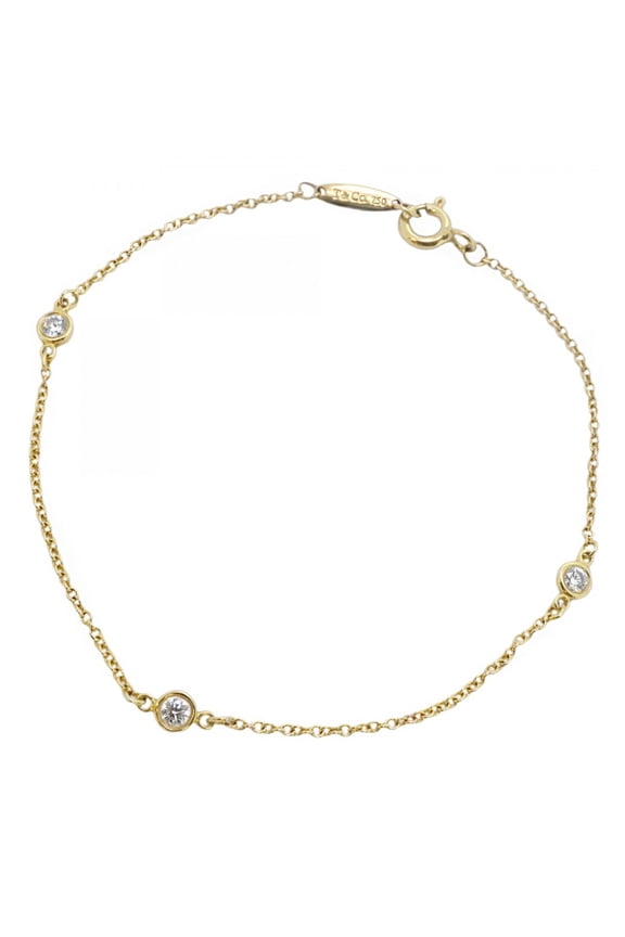 Pre-Owned Tiffany Bracelet By the Yard 3PD 18KYG Yellow Gold Diamond Women's (Good)