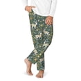 thumbnail image 2 of Wukai Deer And Flowers Print Teenagers' Pajama Pant Sleep Pajama Lounge Pant PJ Bottoms with Pockets and Button Fly(Available in Big & Tall)-Small, 2 of 6