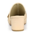 thumbnail image 2 of BLISSFUL STEP Women's Shoes Buckle Strap Pointed Toe Chunky Heel PU Vamp Mule Shoes Beige 6, 2 of 8
