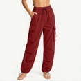 thumbnail image 2 of LAJPXKHY Cargo Pants for Women Joggers Workout Baggy Drawstring High Elastic Waisted Wide Leg Running Hiking Trousers with Pockets, 2 of 6