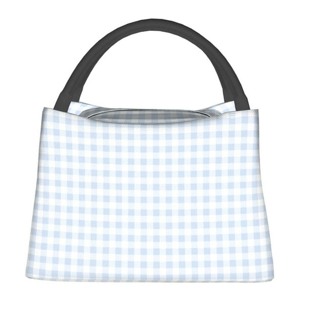 Fotbe Blue Checkboard Bolsa Térmica Portátil con Estampado, Bolsa de Entrega de Alimentos Aislada, Bolsa Reutilizable de Gran Capacidad para Comidas y Supermercado