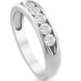 thumbnail image 4 of Pompeii 1/2ct Diamond Mens Wedding Ring Channel Set High Polished Band 14K White Gold, 4 of 6