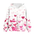 thumbnail image 2 of Dezsed Girl's Hoodies Valentine's Day Oversized Sweatshirts Children's Shirt Long Sleeved Pattern T-shirt Printed Round Neck Hooded Sweatshirt for 11-12 Years White, 2 of 5