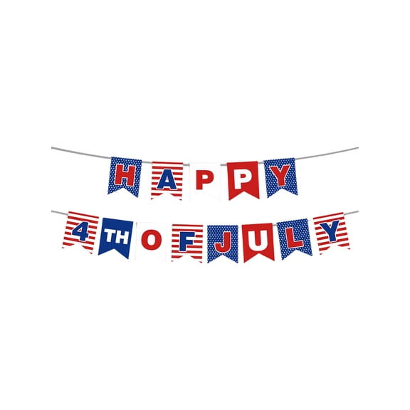 4th of July Bunting Flag Banner for Independence Day Decorations Patriotic Bunting for Memorial Day Party Yard Porch and Mantel Decor Red White and Blue Festive Celebration Flags