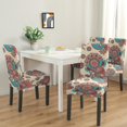 thumbnail image 2 of Chic Paisley Bohemian Dining Chair Covers 4 Pack with Vintage Floral Ethnic Retro Colorful Pattern Washable Polyester Stretch Slipcovers Removable Protector for Classic Home, 2 of 7