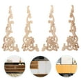 thumbnail image 6 of Raindrops 4Pcs Unpainted Wood Carving Applique Khaki Wood Decal for Home Furniture Decoration, 6 of 9