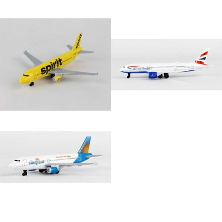 Spirit, British Airways, Allegiant Airlines Diecast Airplane Package - Three 5.5" Diecast Model Planes