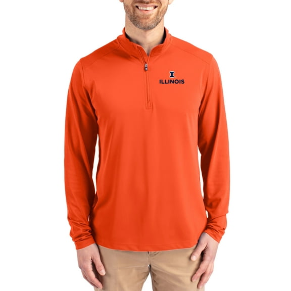 Men's-Cutter & Buck Orange Illinois Fighting Illini Virtue DryTec Quarter-Zip Pullover