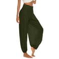 thumbnail image 3 of High Slit Harem Pants Women Hippie Harem Pants Trousers Green M, 3 of 7