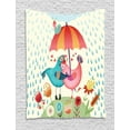 thumbnail image 1 of Love Tapestry, Birds in the Rain with an Umbrella Colorful Valentine's Day Romantic Illustration, Wall Hanging for Bedroom Living Room Dorm Decor, 40W X 60L Inches, Multicolor, by Ambesonne, 1 of 2