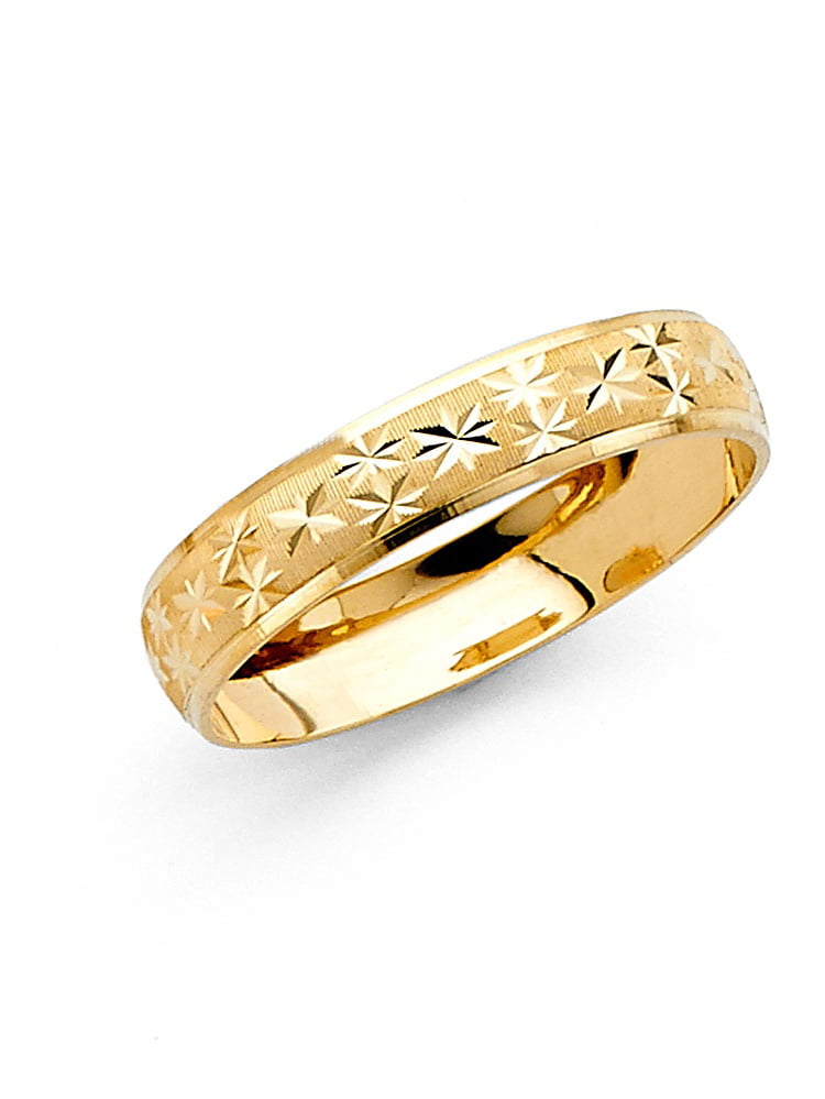 Men 14k Yellow Real Gold Horse Shoe Face Diamond Cut Fashion Wedding Ring Band 