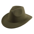 thumbnail image 3 of Cowboy 1 | Stylish Western Wool Mid Brim Hat for Outdoor Casual Wear with Ethnic Folk Design | Wool Western Cowboy Hat Multiple Colors Adjustable Size S-XL Roll-Up Brim, Green, 3 of 3