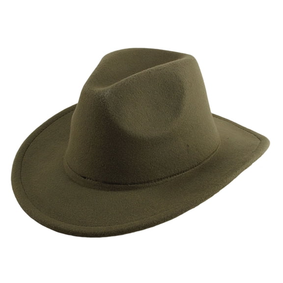 OOOUM Felt Cowboy Hat For Men Women Flat Brim Solid Fedora Hat Western Style Classic Hats One Size