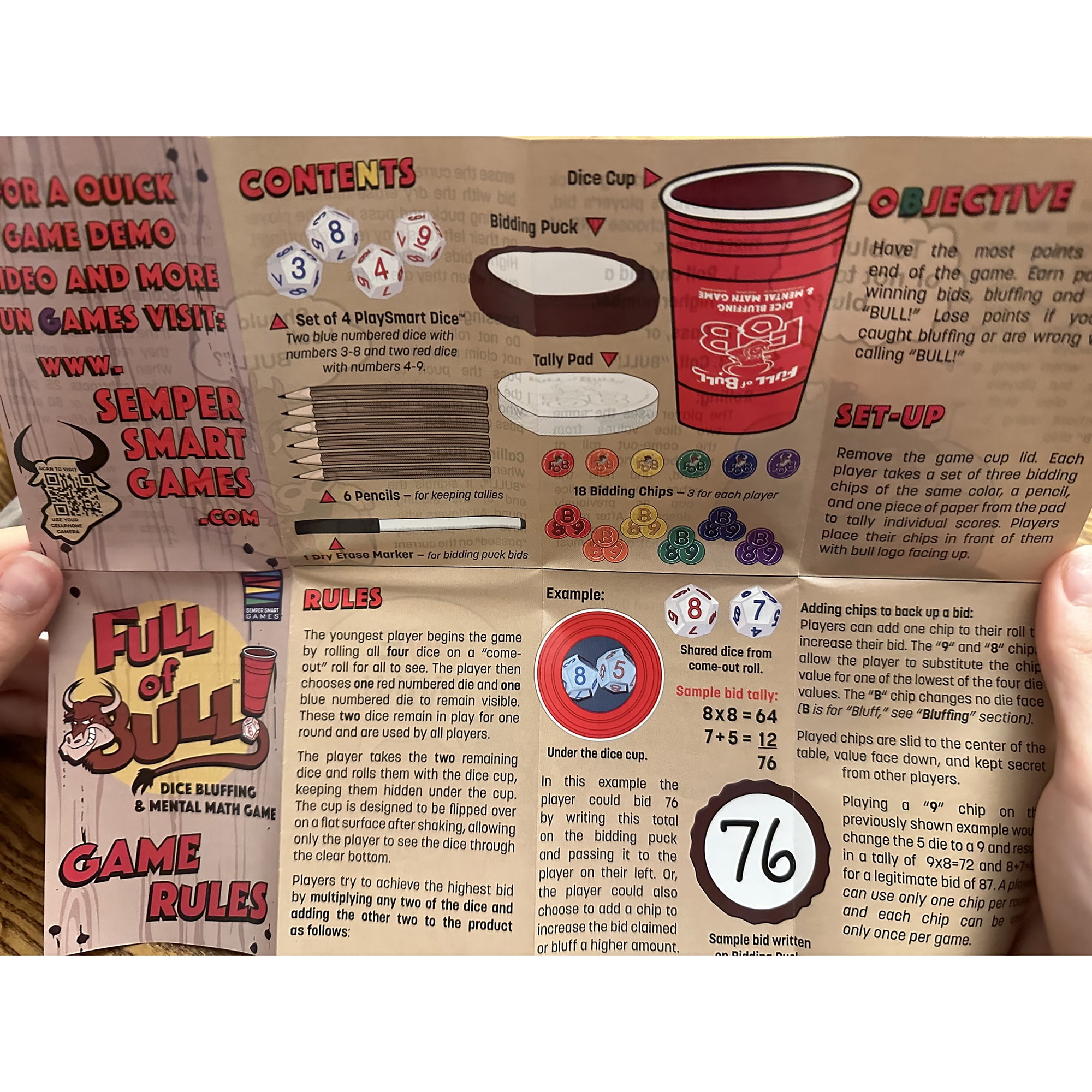 Full of Bull! - Hilariously Fun Kids Dice Bluffing & Mental Math Game, Critical Thinking, Ages 8+, 3-6 Players, 20-30 Min
