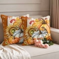 thumbnail image 2 of Burnt Orange Pumpkins Fall Outdoor Waterproof Pillow Covers, Thanksgiving Botanical Wooden Retro Decorative Square Throw Pillowcase Sofa Cushion Sham for Patio/Couch/Chair, 18"x18" 2 Pack, 2 of 8