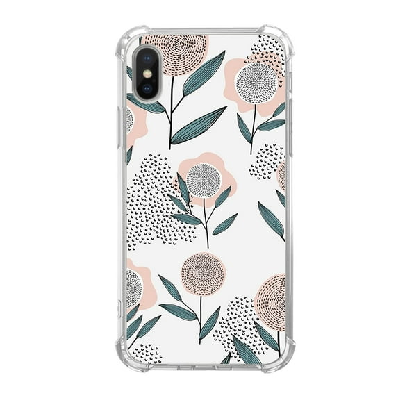 Boho Floral Case Compatible with iPhone X and iPhone XS,Unique Art Design TPU Bumper Cover Case