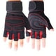 thumbnail image 1 of Guantes de fitness antideslizantes, transpirables, sin dedos, para hombres y mujeres, guantes de entrenamiento con muñequera para levantamiento de pesas, gimnasio, color rojo, 1 of 12