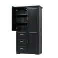 thumbnail image 2 of Resenkos Storage Cabinet,Kitchen,Pantry Cabinet,Tall and Wide Storage Cabinet with Doors for Bathroom/Office, Three Drawers, Black, 2 of 12