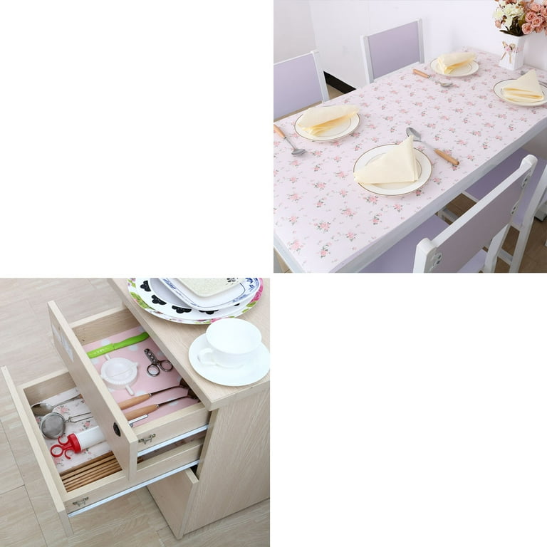 Unique Bargains Non Adhesive Rose Pattern Kitchen Table Cabinet Shelf  Drawer Liner Pink 11.8 x 9.8 inch