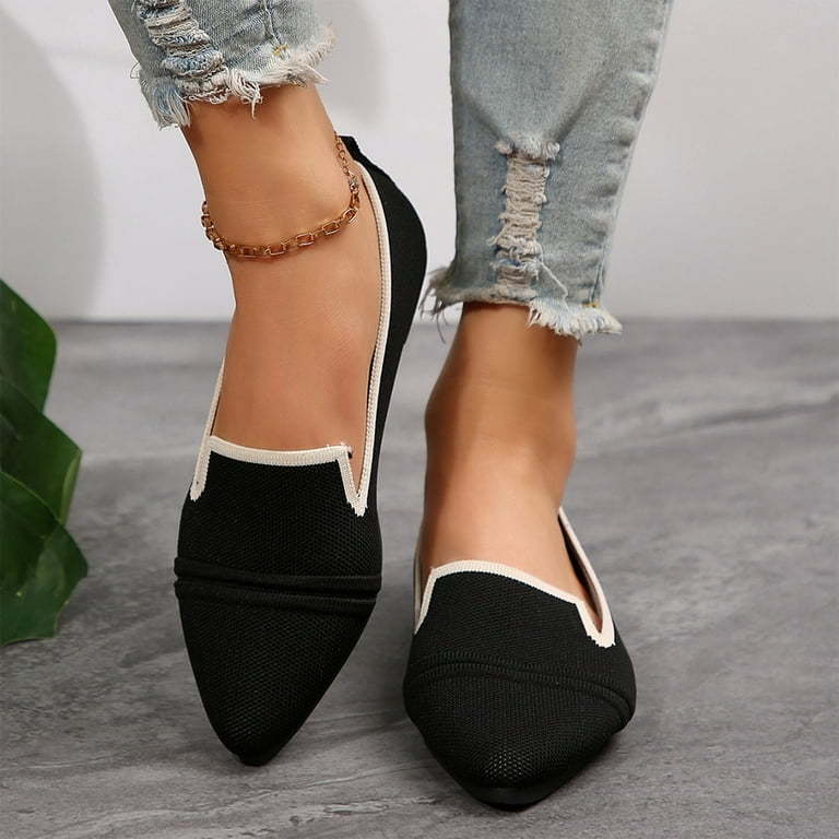 Miluxas Women's Pointed-Toe Flats Dress Shoes Comfort Breathable Soft Knit Slip Ons Ballets for Party Wedding office Business Casual Black 6(37) - Walmart.com Miluxas Women's Pointed-Toe Flats Dress Shoes Comfort Breathable Soft Knit Slip Ons Ballets for Party Wedding office Business Casual Black 6(37) - Walmart.com