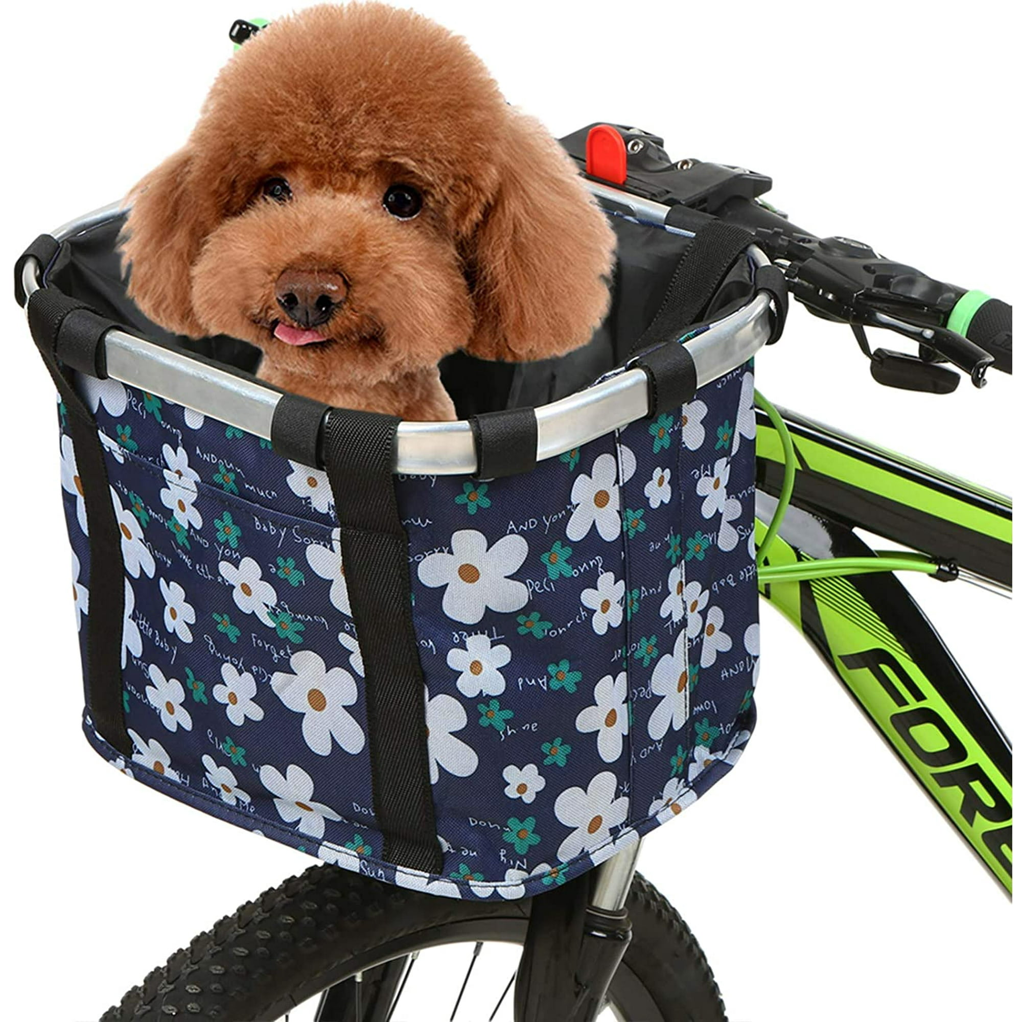Bike Basket Folding Pet Cat Dog Carrier Front Removable Bicycle Handlebar Basket Quick Release Easy Install Detachable Cycling Bag Mountain Picnic Shopping Walmart