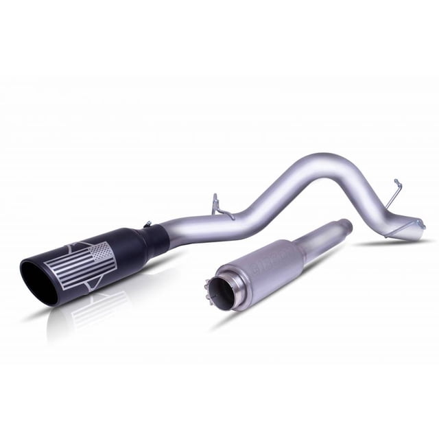 Gibson Exhaust Exhaust System Kit 70-0039 Patriot Series Axle-Back System; Stainless Steel; With Muffler; 4 Inch Pipe Diameter; Single Exhaust With Single Exit; Behind Rear Side Tire Exit